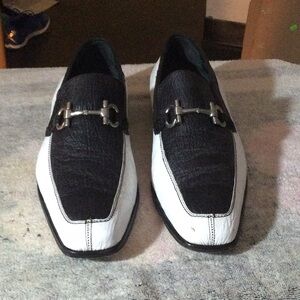 Elegant Black and White Men's Slip-On Loafers